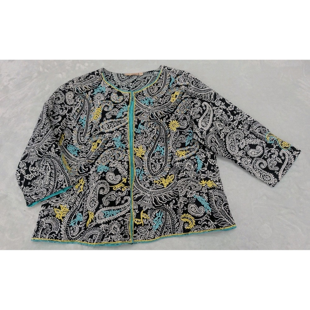 Choices Women's Jacket XL Open Cardigan Embroidered Fully Lined Work Career
